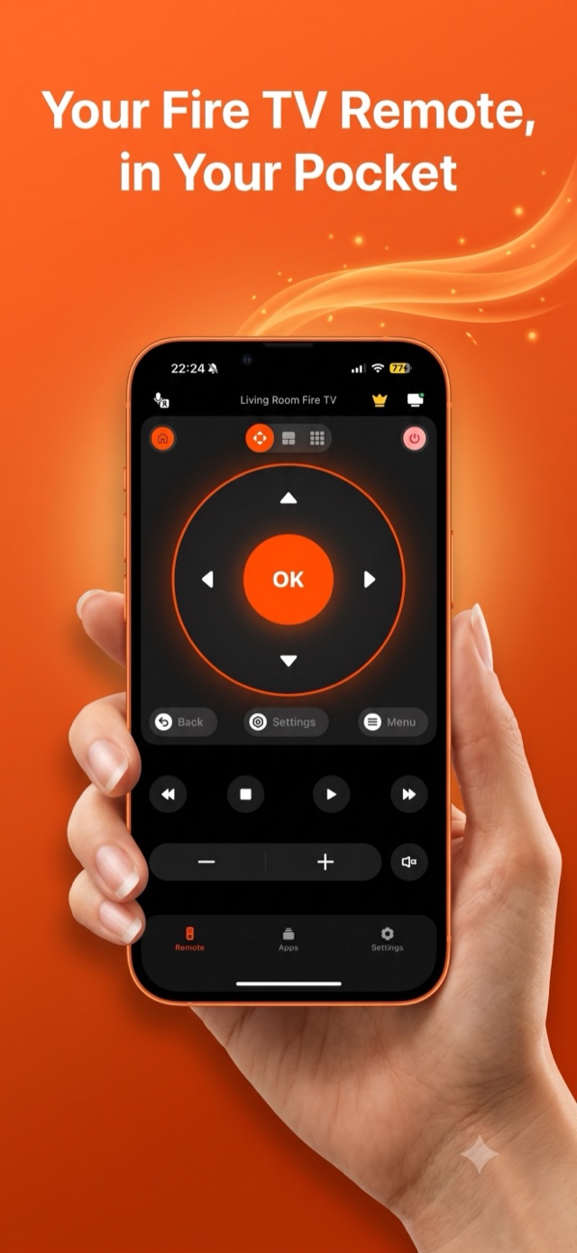 Remote for Fire TV — a full Fire TV remote in your pocket, D-Pad with a glowing orange OK