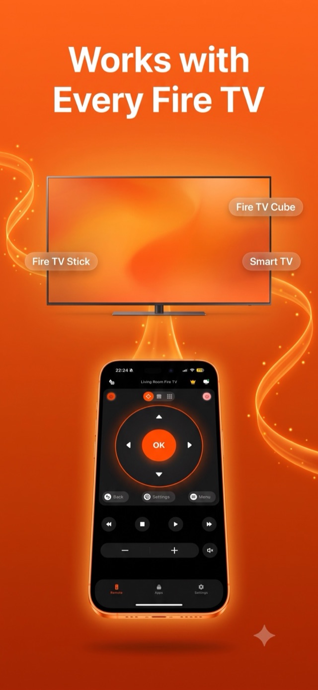 Works with every Fire TV — Stick, Cube, and Fire TV Smart TVs